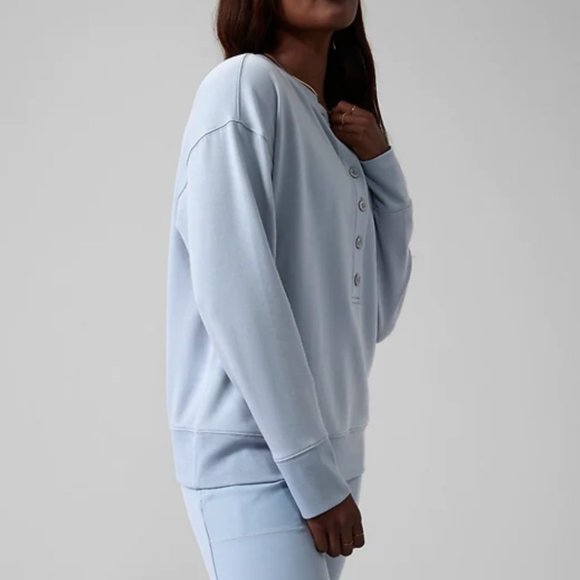 ATHLETA BLUE STAR BALANCE HENLEY SWEATSHIRT - Picture 3 of 6